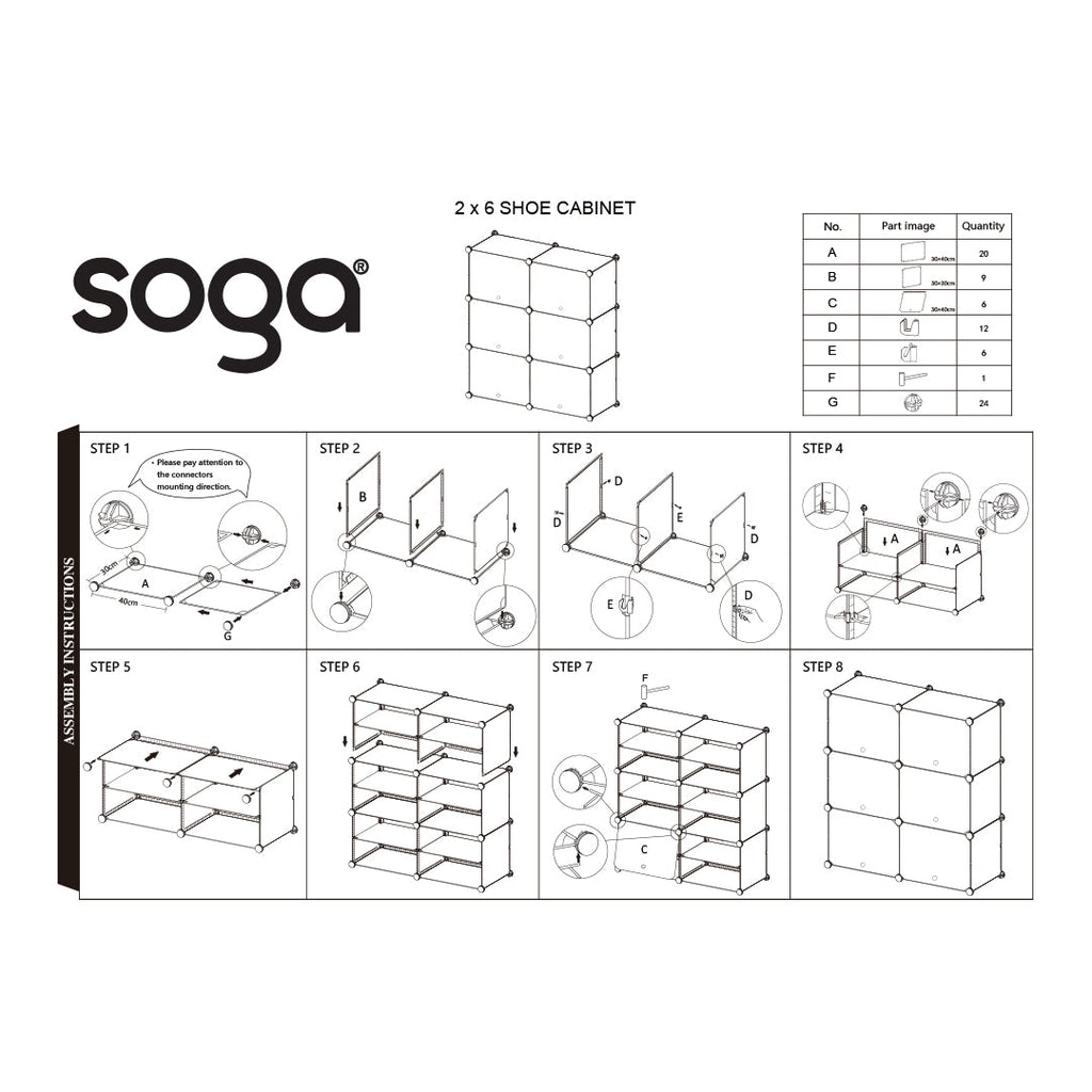 SOGA 5 Tier 2 Column White Shoe Rack Organizer Sneaker Footwear Storage Stackable Stand Cabinet Portable Wardrobe with Cover