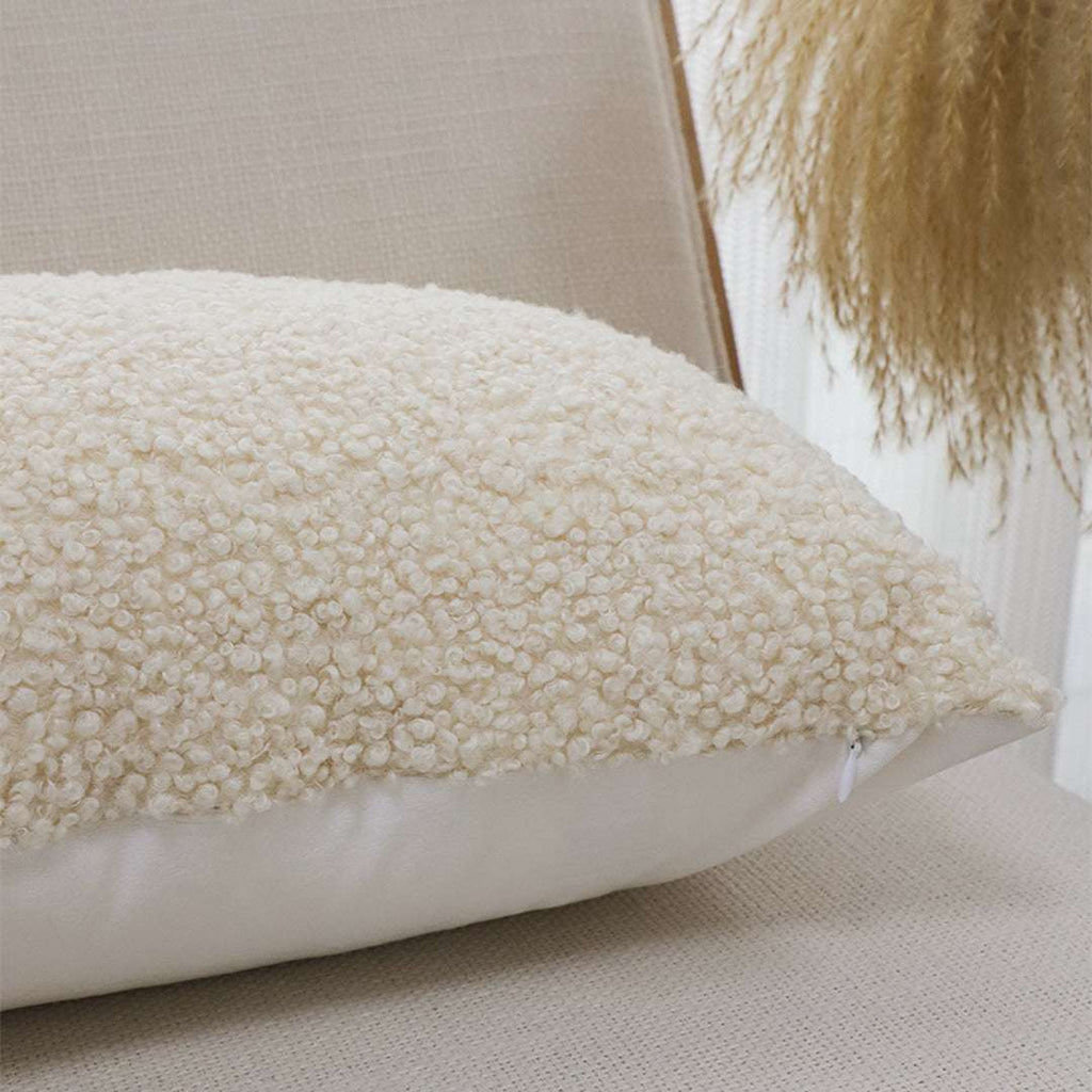 SOGA 2X 30cm Cream Boucle Textured Fluffy Decorative Throw Pillow $ 119