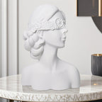 SOGA 36cm White Resin Sculpture – Blindfold Lady Bust Home Decor