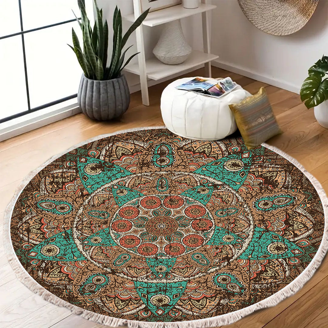 SOGA 2X 90cm Mandala Round Area Thick Anti-slip Doormat Home Decor