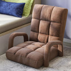 SOGA 4X Foldable Lounge Cushion Adjustable Floor Lazy Recliner Chair with Armrest Coffee
