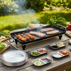 SOGA Kitchenware Bundle – 48cm Electric BBQ Grill with Silver Grilling Plate & Divided Sauce Pan $ 138