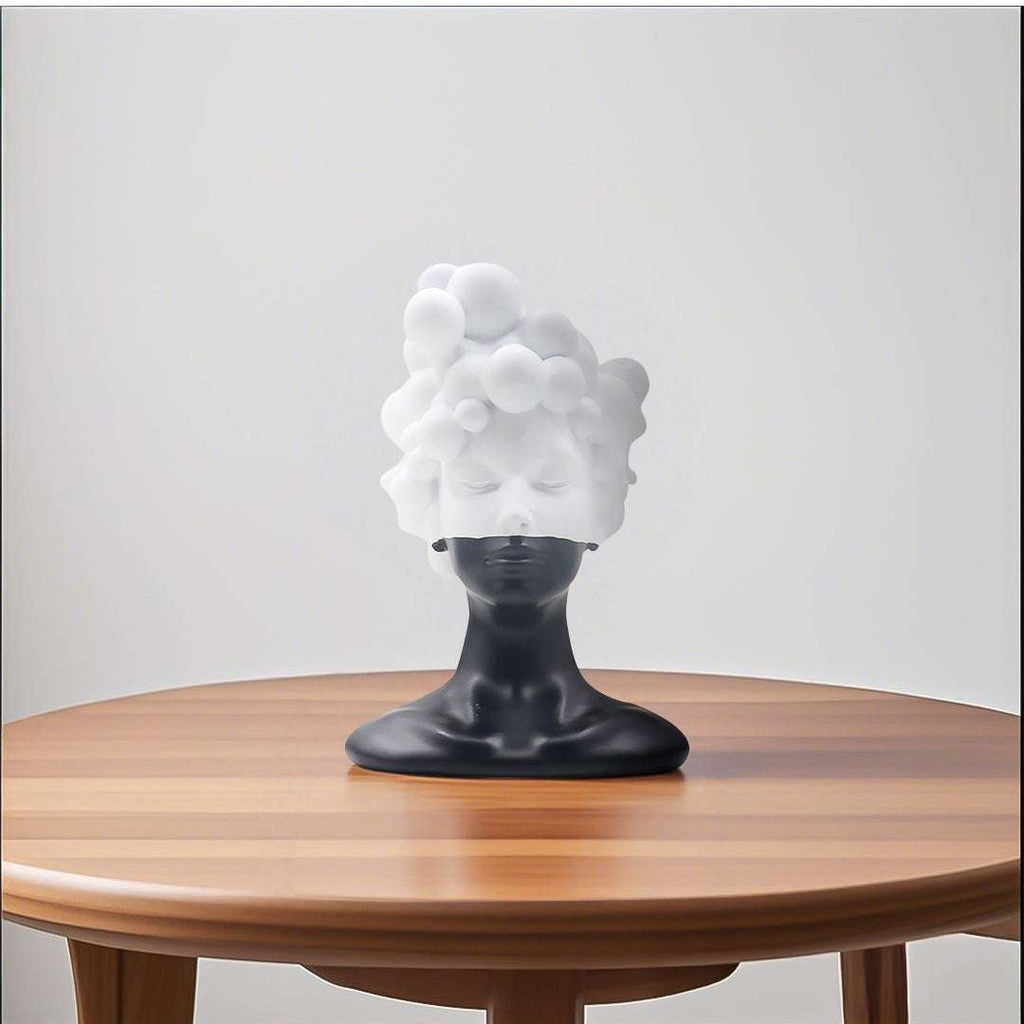 SOGA 49cm Bubble Head Resin Bust – Artistic Black White Accent $ 177