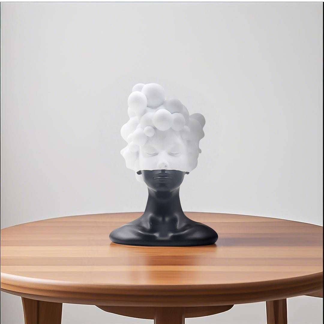 SOGA 49cm Bubble Head Resin Bust – Artistic Black White Accent $ 177