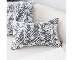 SOGA 35cm Modern Charcoal Palm Leaf Print Contemporary Throw Pillow