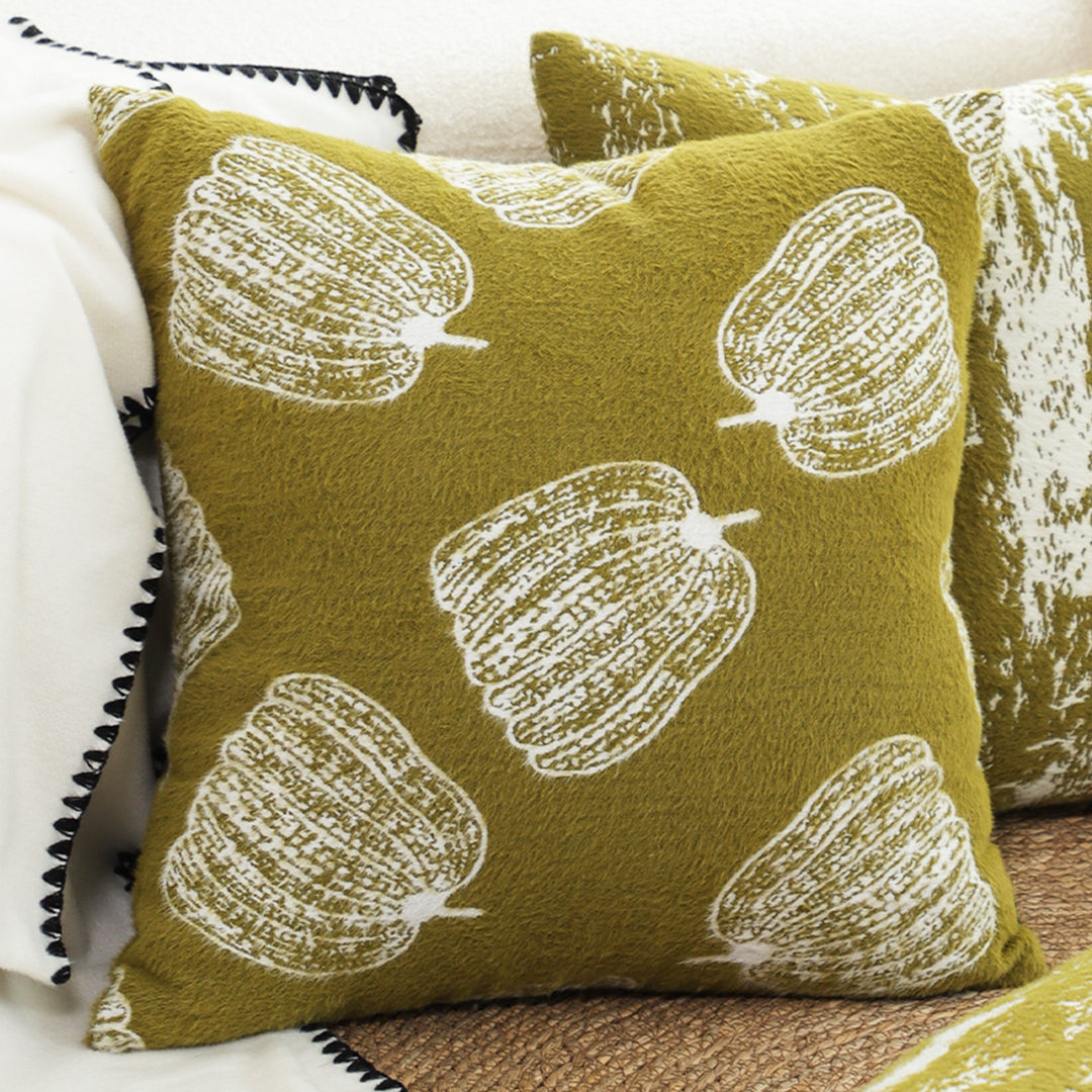 SOGA 2X 50cm Throw Pillow Green Autumn Harvest Pumpkin Print Home Decor