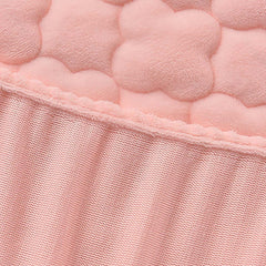 SOGA 2X Pink 183cm Wide Mattress Cover Thick Quilted Fleece Stretchable Clover Design Bed Spread Sheet Protector with Pillow Covers