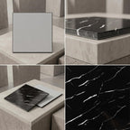 SOGA Peel & Stick Floor and Wall Tiles 60 x 60cm 10 Pack Black Faux Marble