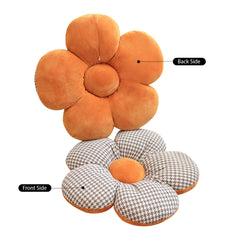 SOGA 2X Orange Flower Cushion Shaped for Floor and Sitting Throw Pillow