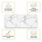 SOGA Peel & Stick Floor and Wall Tiles 30 x 60cm 10 Pack White Grey Faux Marble