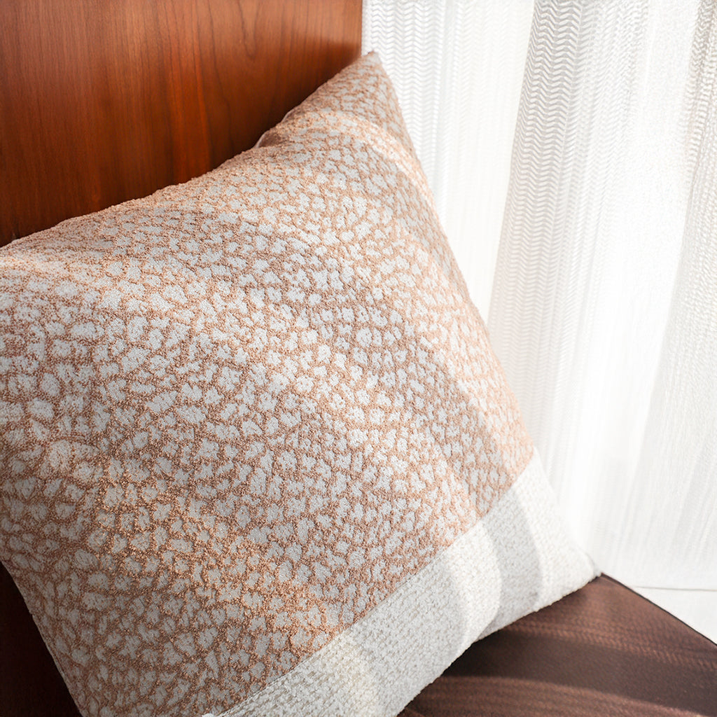 SOGA 50cm Contemporary Beige Two-Tone Block Design Throw Pillow