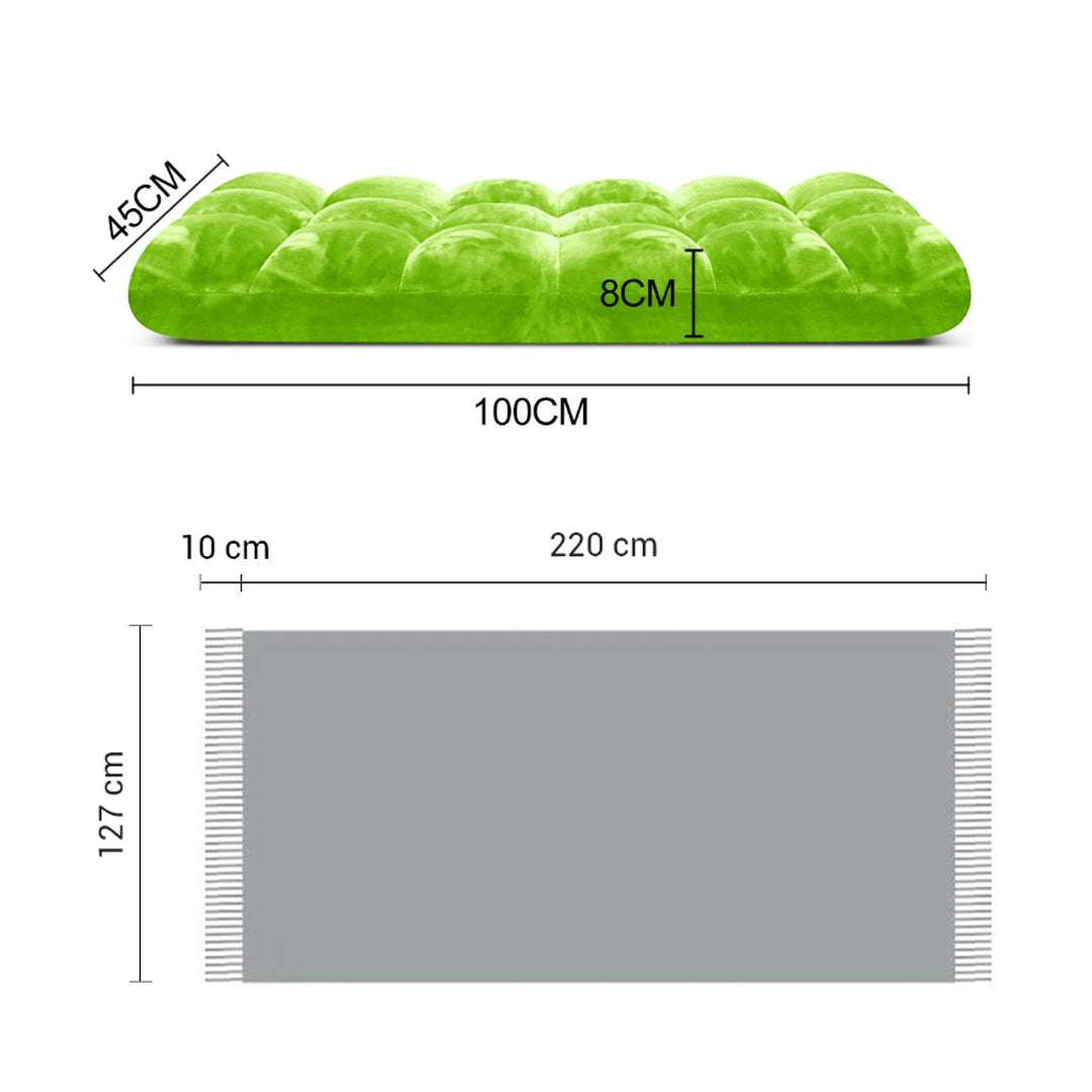 SOGA Home & Living Bundle – Green Acrylic Knitted Throw Blanket & Green Floor Recliner Sofa $ 0