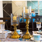 SOGA 33.5cm Gold Nordic Deluxe Candlestick Candle Holder Stand Pillar Glass /Iron