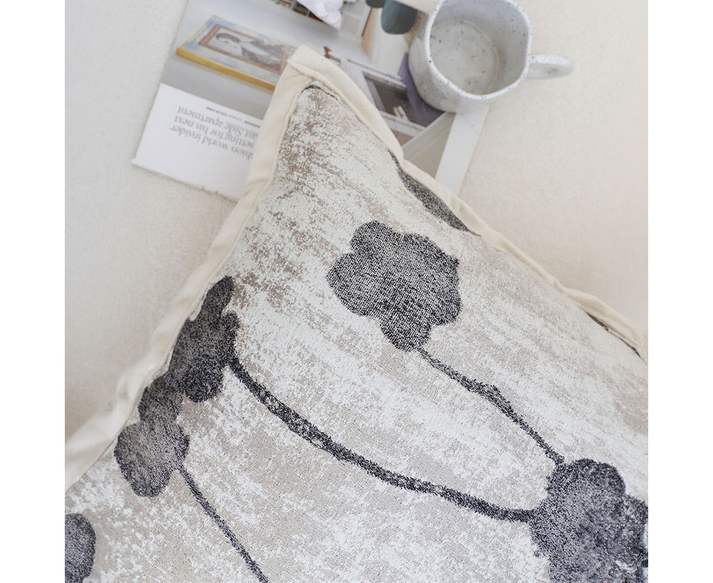 SOGA 45cm Modern Gray Floral Stem Pattern Contemporary Throw Pillow