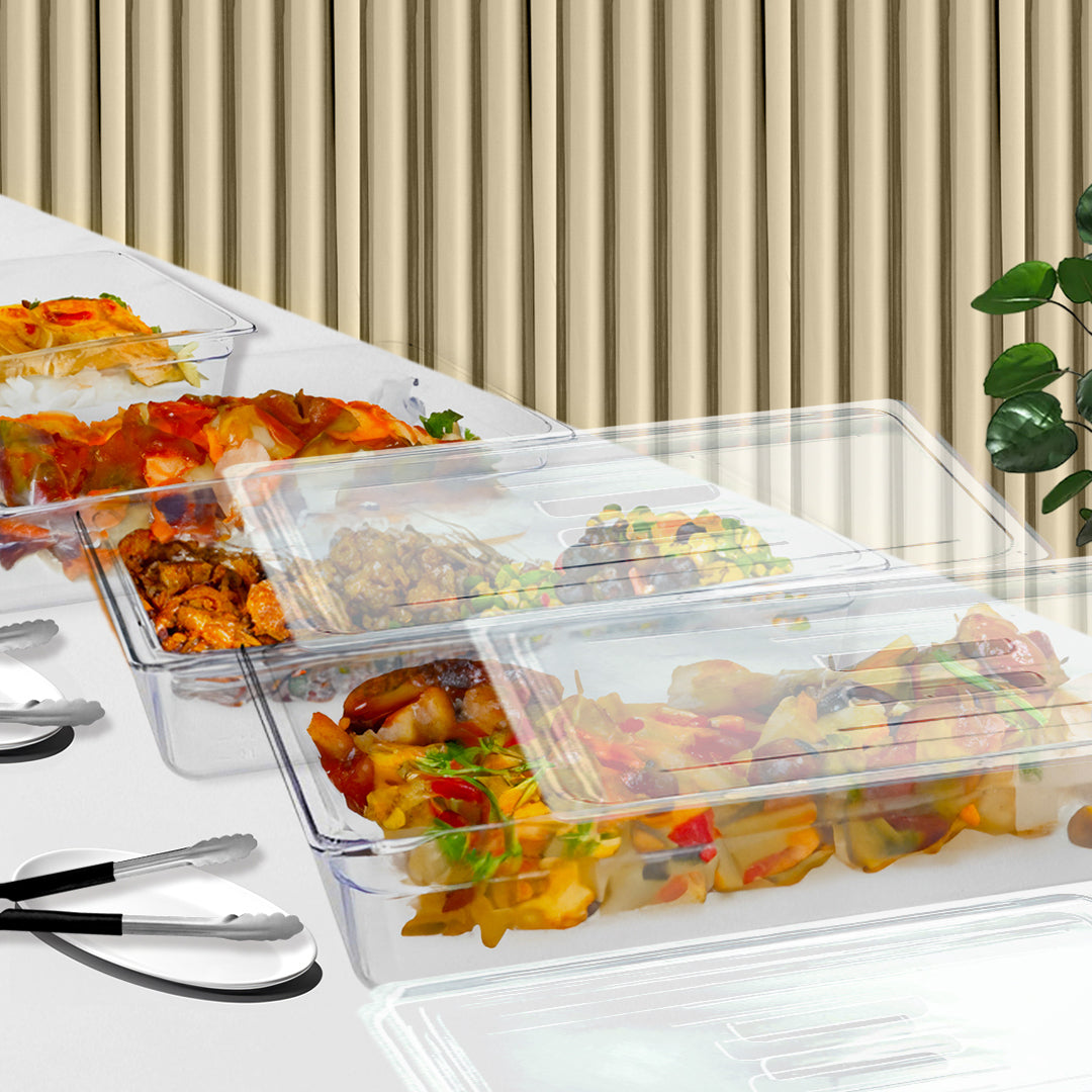 SOGA 200mm Clear Gastronorm GN Pan 1/3 Food Tray Storage Bundle of 6 with Lid