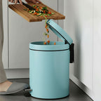 SOGA 2X Foot Pedal Stainless Steel Rubbish Recycling Garbage Waste Trash Bin Round 7L Blue