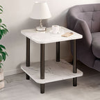 SOGA 70cm White Ceramic Table Stone Pattern Modern Design with Black Legs