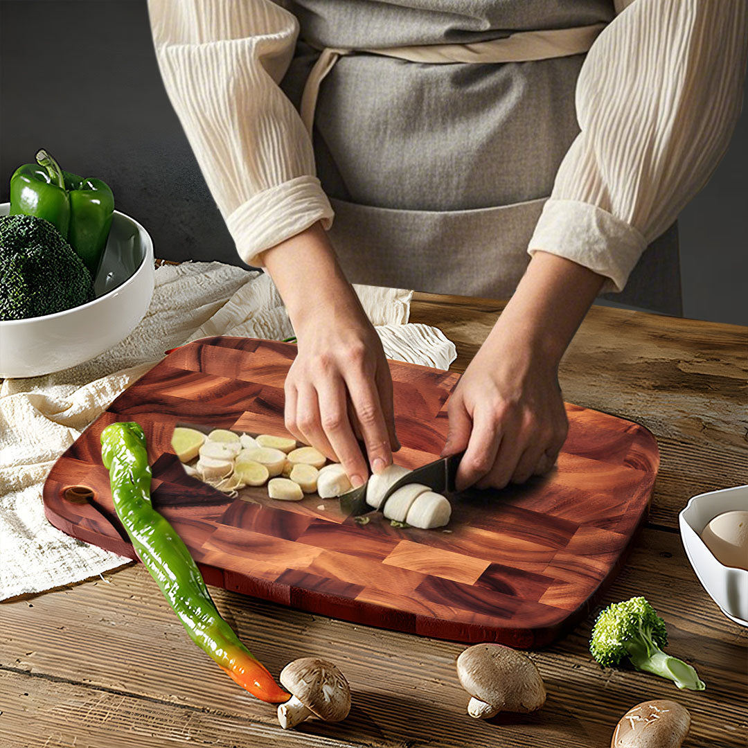 SOGA 32cm Premium End Grain Wooden Acacia Cutting Board Food Prep Kitchen