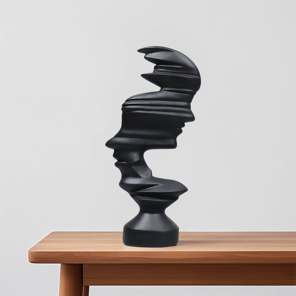 SOGA 44cm Dual-Face Resin Sculpture – Modern Abstract Art Décor