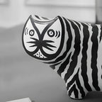 SOGA 47cm Elongated Black and White Striped Cat Resin Sculpture