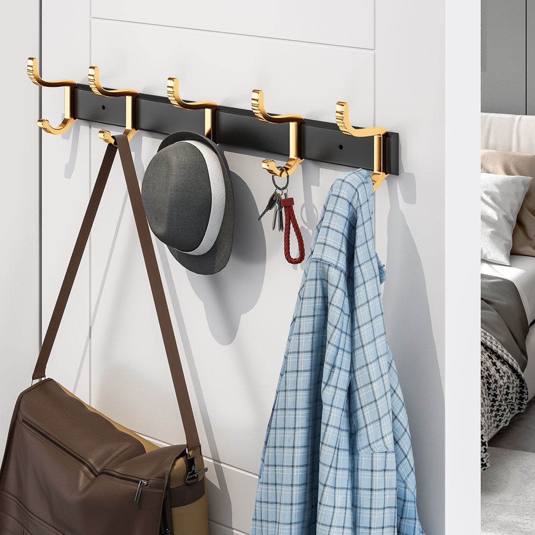 SOGA 2X 41cm Wall Mounted Towel Rack Space-Saving Hanger Organiser with Durable Hooks