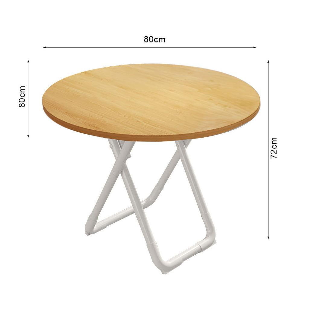SOGA 80cm Wood Color Round Table with White Legs Modern Design for Home Decor
