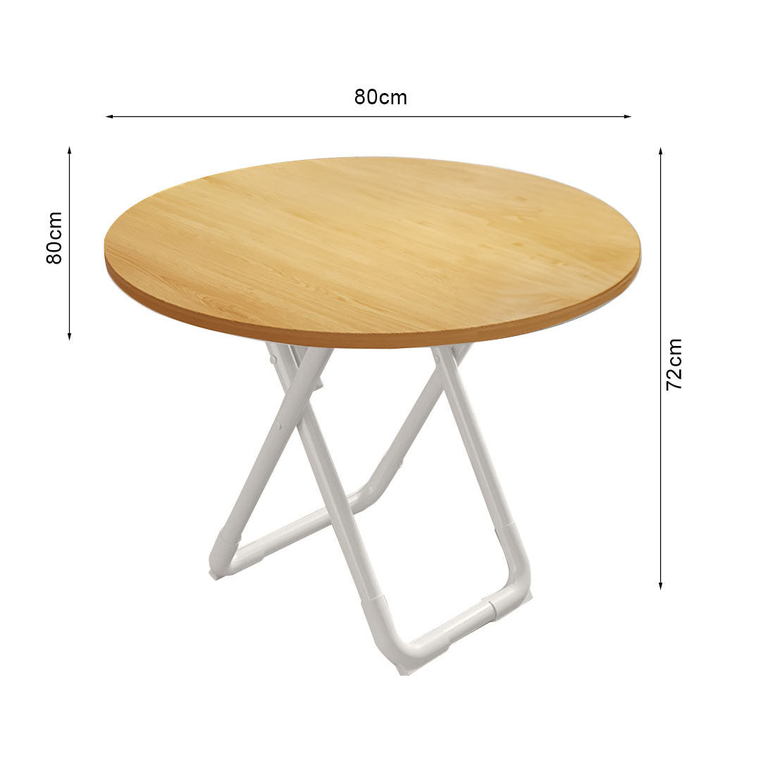 SOGA 80cm Wood Color Round Table with White Legs Modern Design for Home Decor