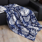 SOGA 2X Deep Blue Cat Floral Print Throw Blanket 160x200cm Polyester $ 237