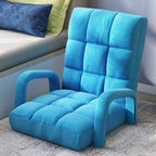 SOGA  Foldable Lounge Cushion Adjustable Floor Lazy Recliner Chair with Armrest Blue