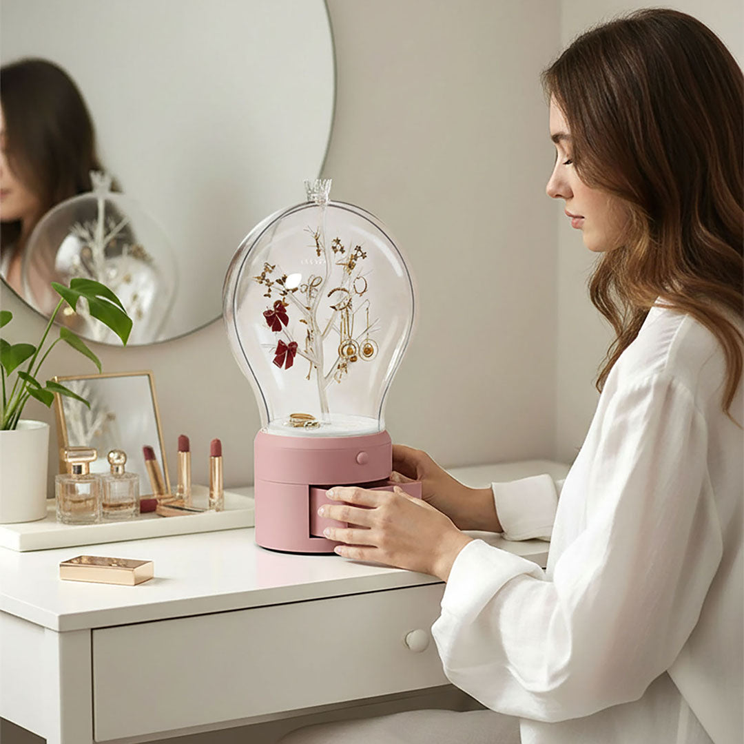 SOGA 2X Pink 360 Degree Rotating 2 Layered Jewelry Storage Box Waterproof Dustproof Accessories Organiser