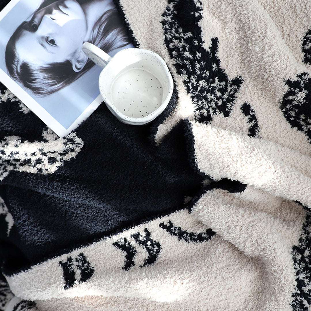 SOGA 2X Black Cream Animal Print Throw Blanket 130x180cm Polyester $ 228