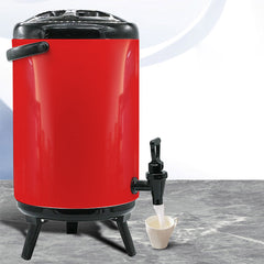 SOGA 2X 18L Stainless Steel Insulated Milk Tea Barrel Hot and Cold Beverage Dispenser Container with Faucet Red