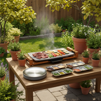 SOGA Kitchenware Bundle – Electric Ceramic BBQ Grill, Silver Grilling Plate & Sauce Pan