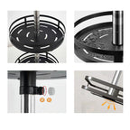 SOGA 2X 3 Tier Steel Black Round Rotating Multi-Function Kitchen Portable Storage Spice Seasoning Kitchen Countertop Organiser Shelf