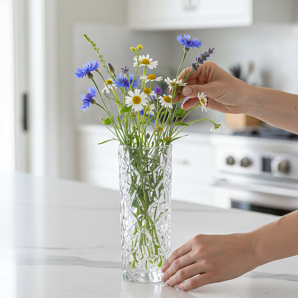 SOGA 30cm Sleek Clear Glass Vase Elegant Wide Crystal Design for Modern Home Décor