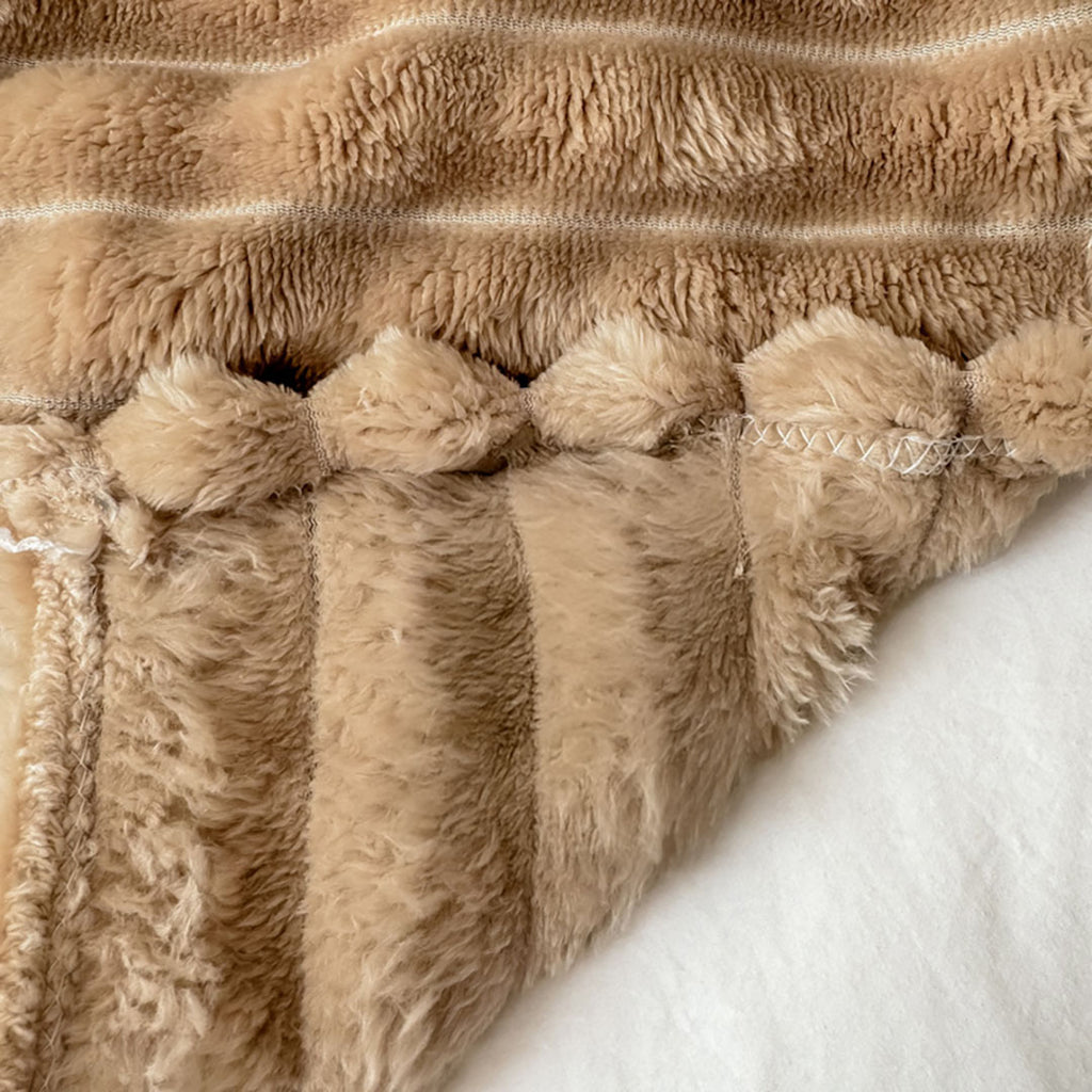 SOGA 150x200cm Warm & Cozy Flannel Polyester Throw Blanket Light Brown