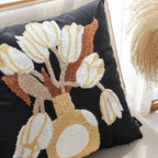 SOGA 2X 45cm Black White Gold Floral Vase Embroidered Throw Pillow $ 118