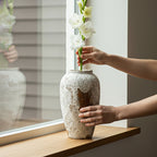 SOGA 30x19cm Gradient White Medium Ceramic Flower Vase Elegant Living Room Home Decor