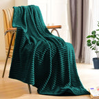 SOGA 2X Dark Green Throw Blanket Warm Cozy Striped Pattern Thin Flannel Coverlet Fleece Bed Sofa Comforter
