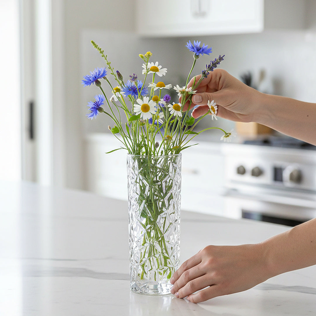 SOGA 14x30cm Heavy Duty Glass Vase Crystal Clear Design for Home Décor