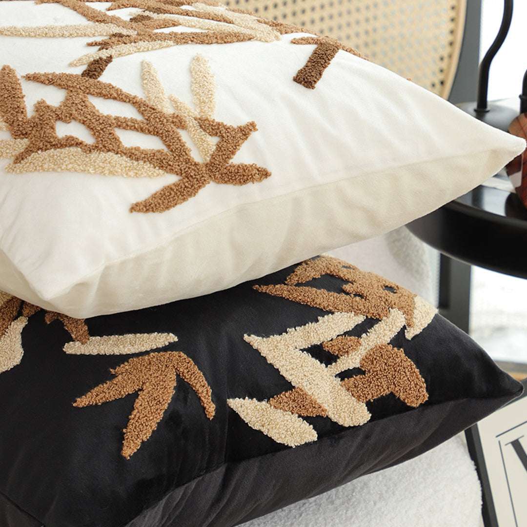 SOGA 2X 45cm Black Brown Bamboo Leaf Botanical Embroidered Throw Pillow $ 118