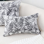 SOGA 2X 35cm Modern Charcoal Palm Leaf Print Contemporary Throw Pillow