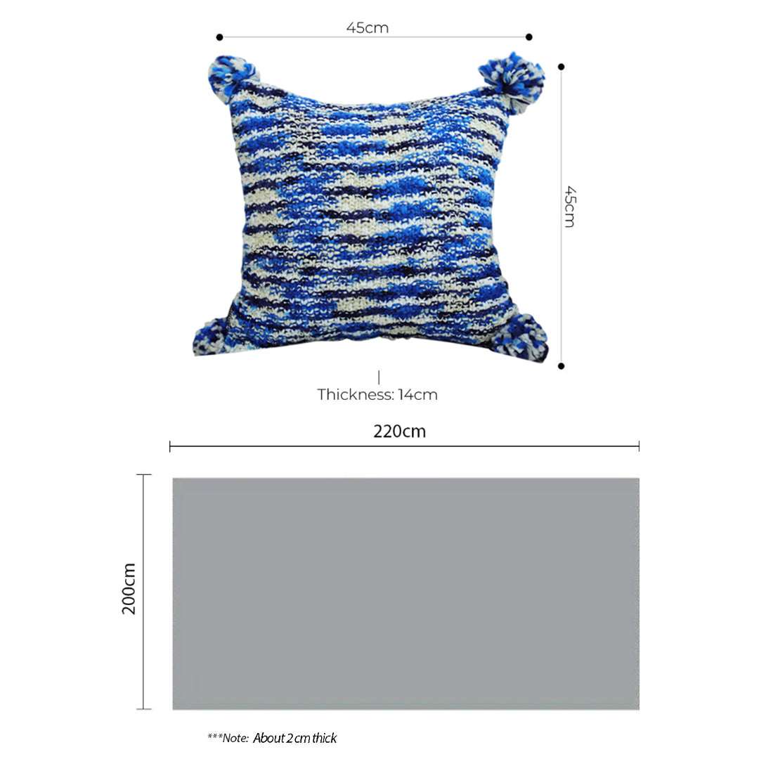 SOGA Home & Living Bundle – 2 Deep Sea Blue Gradient Pillow & Navy Blue Cozy Flannel Blanket $ 196