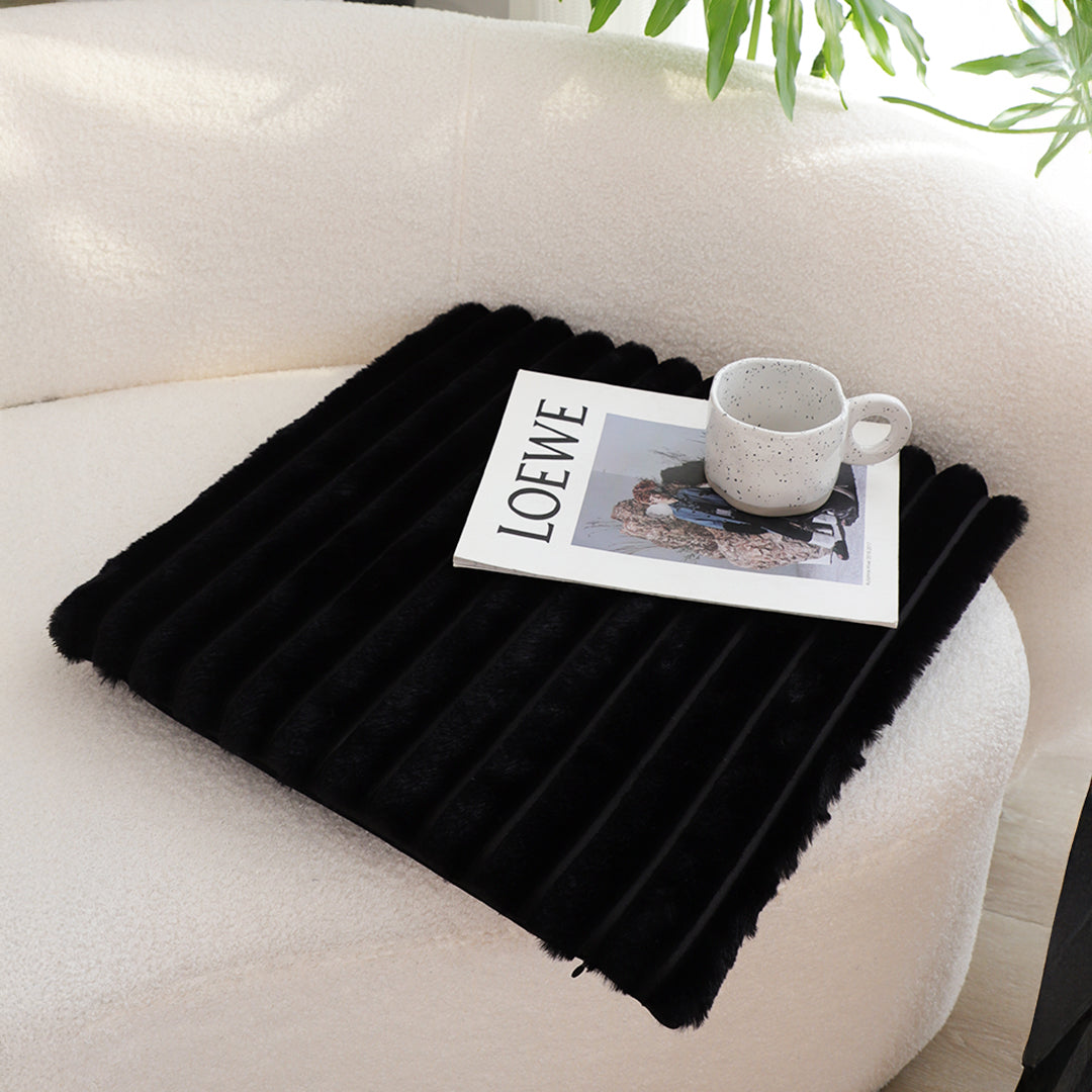 SOGA Black Corduroy Cushion – Soft Plush Backrest for Home & Office