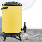 SOGA 8X 10L Stainless Steel Insulated Milk Tea Barrel Hot and Cold Beverage Dispenser Container with Faucet Yellow