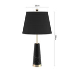 SOGA 2X 68cm Black Marble Bedside Desk Table Lamp Living Room Shade with Cone Shape Base