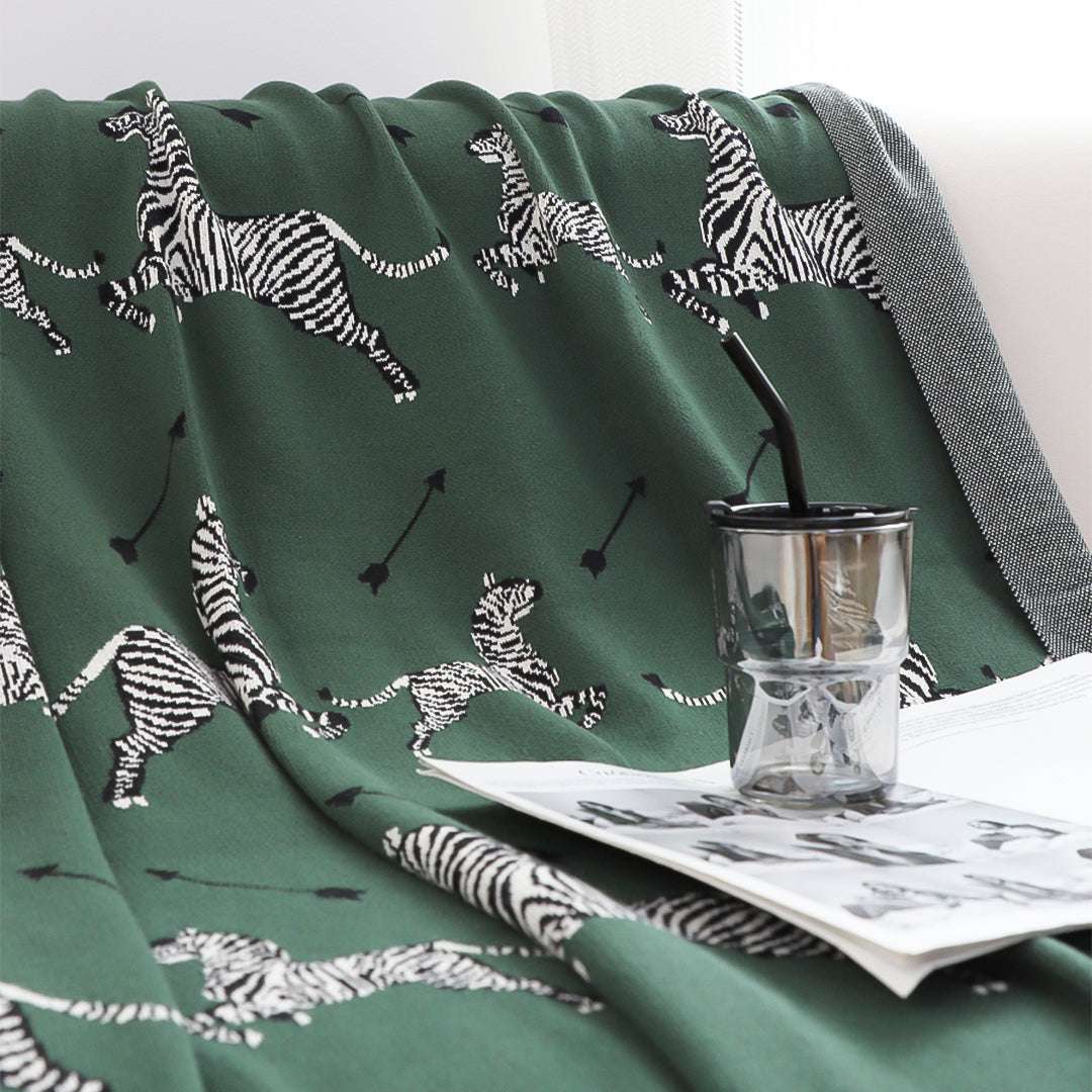 SOGA 2X Olive Green Zebra Print Throw Blanket 130x180cm 100% Cotton $ 237