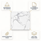 SOGA Peel & Stick Floor and Wall Tiles 60 x 60cm 10 Pack White Grey Faux Marble