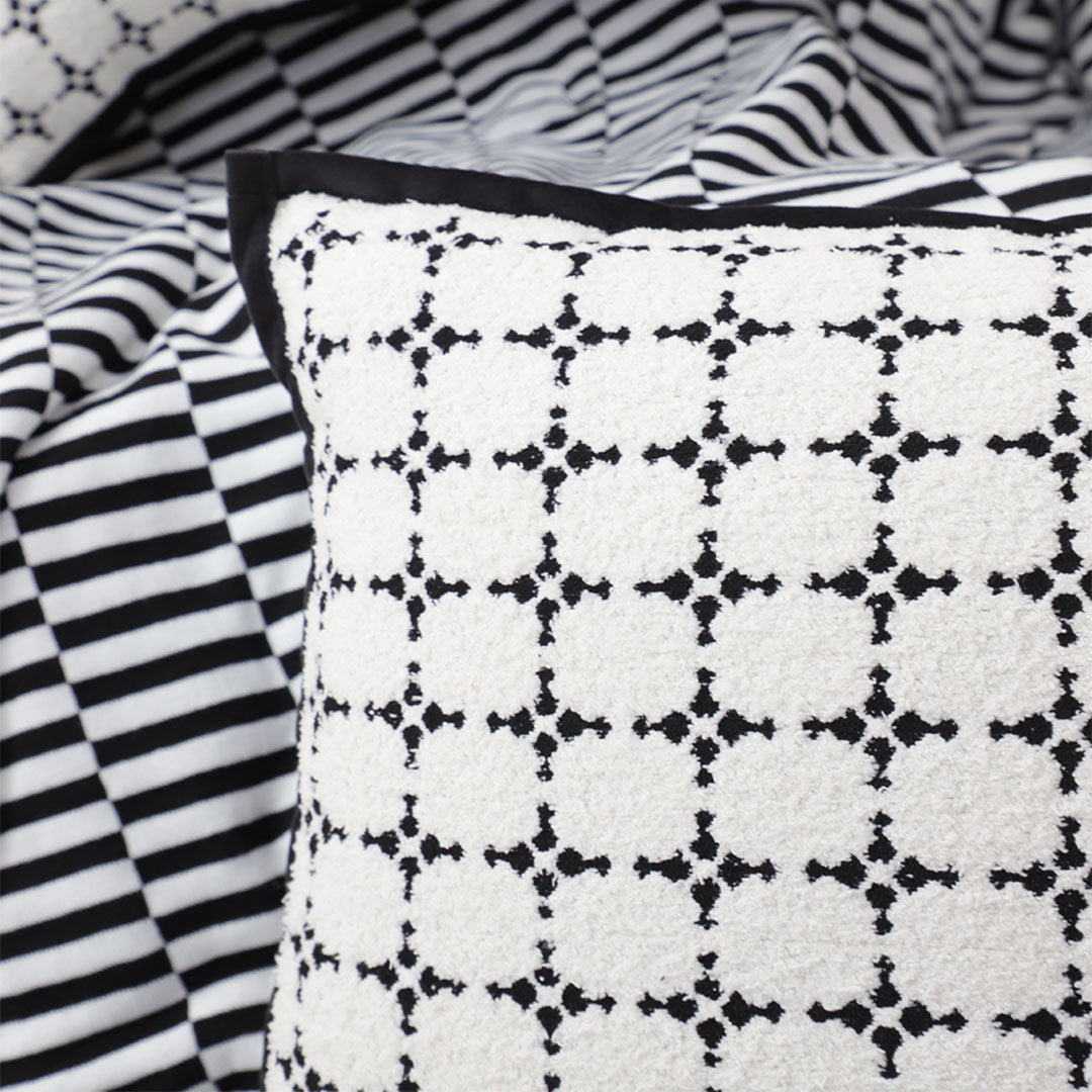 SOGA 35cm Moroccan Black Cross Pattern Black Trim Decorative Throw Pillow