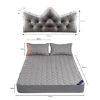 SOGA Home & Living Bundle – Grey Crown Tufted Pillow & Quilted Mattress Cover Set